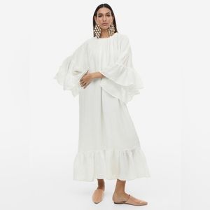 NWT H&M Flounced Kaftan Dress - White (Ramadan / Modest Collection)